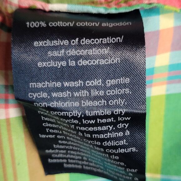 Tommy Hilfiger Top Womens XL MultiPlaid Roll Tab Sleeve Button Up Shirt Classic - Picture 9 of 11